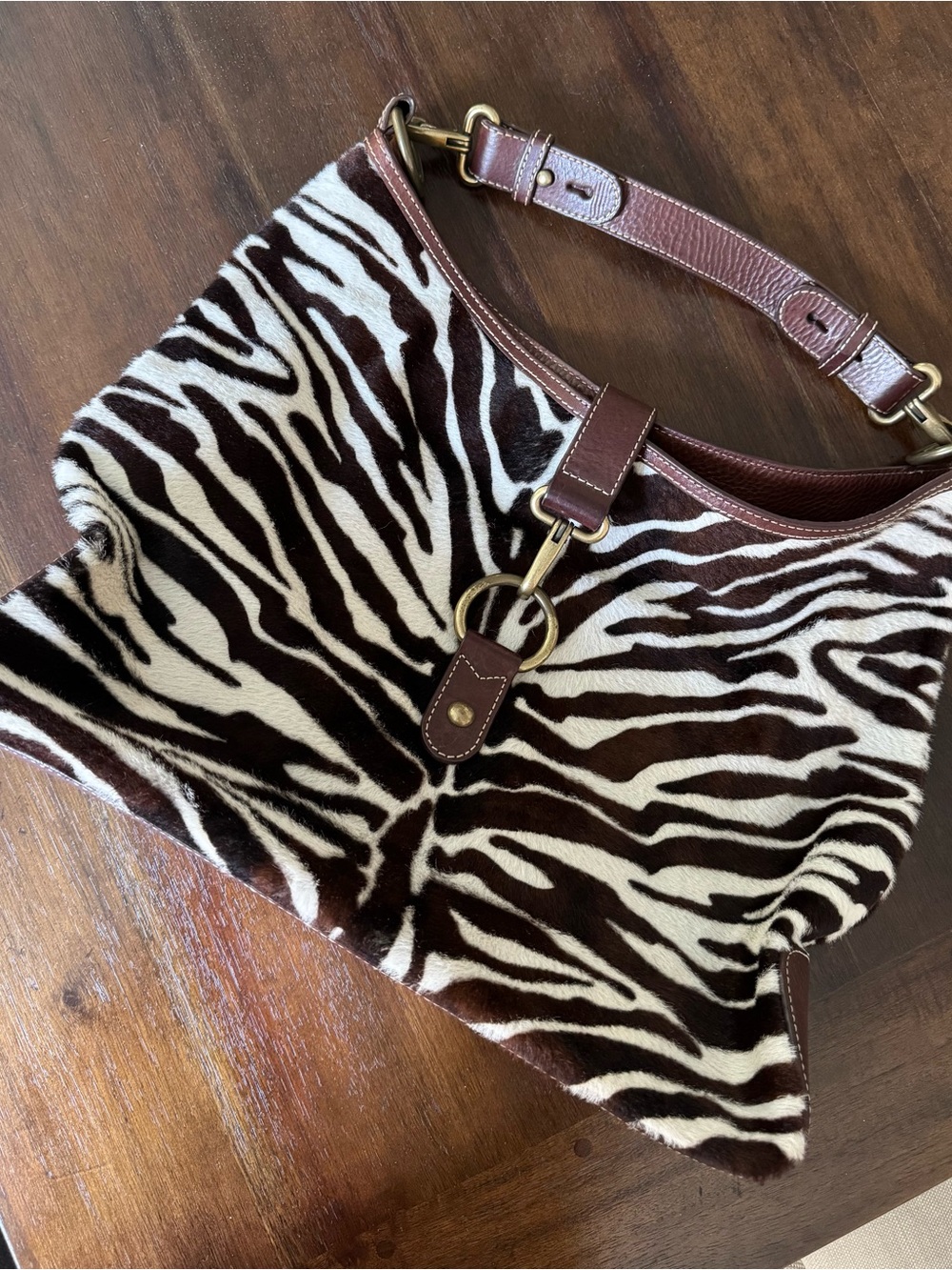 Vintage J.Crew Collection - Zebra Calf Hair Leather Hobo Bag, Circa 2000s - Picture 6 of 11